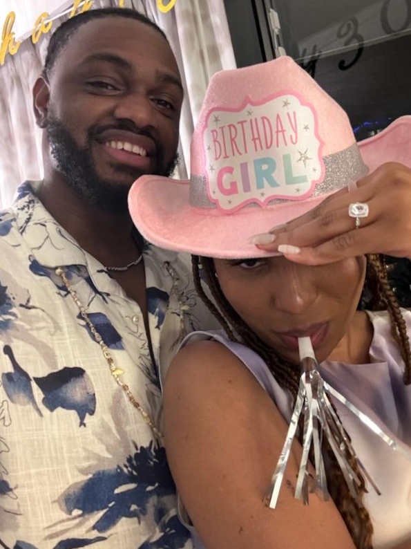 Aubi and Richard celebrating